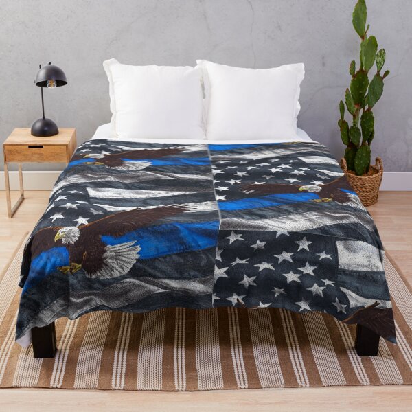 Item preview, Thin Blue Line Flag with Eagle designed and sold by Cora Worthington Art.