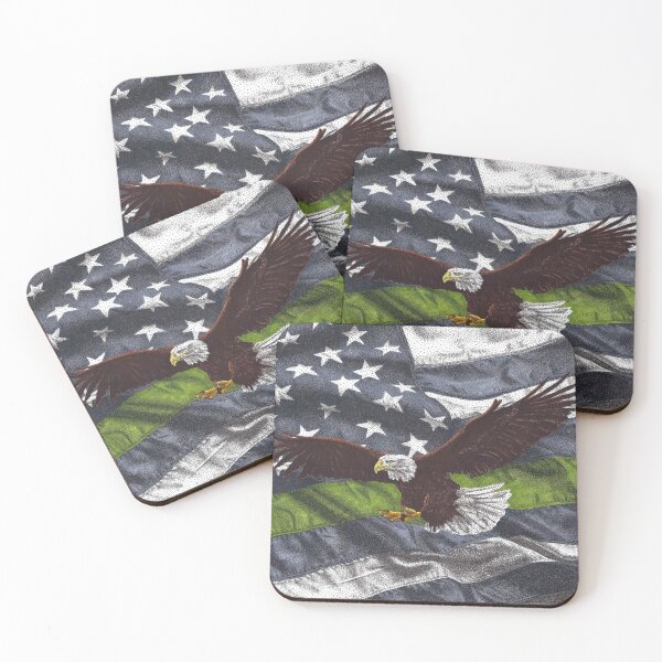 Item preview, Thin Green Line Flag with Eagle designed and sold by Cora Worthington Art.