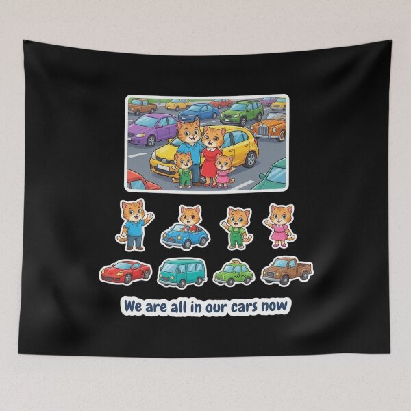 Item preview, Cute Cat Family Car Sticker Sheet — We Are All In Our Cars Now designed and sold by Yasmine Mohammed.