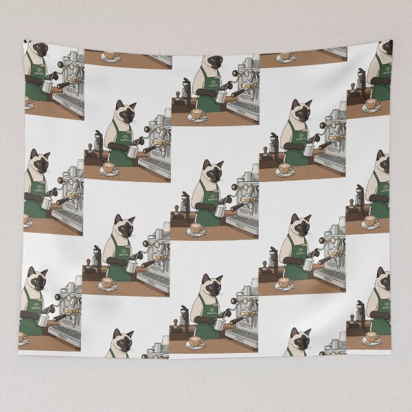 Item preview, Siamese Cat Barista Coffee Espresso Cafe Caffeine Lover designed and sold by PictoVibe.