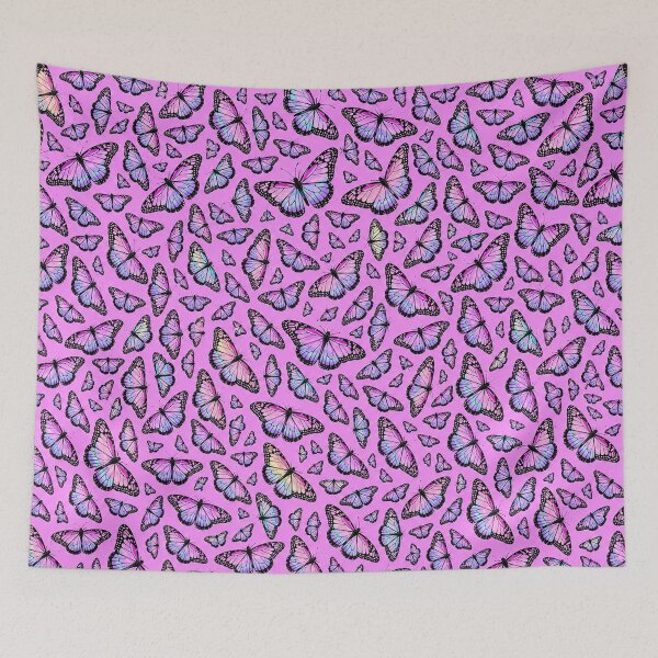 Item preview, Holographic Pastel Sunset Butterflies Print on Pink designed and sold by BeJolley.