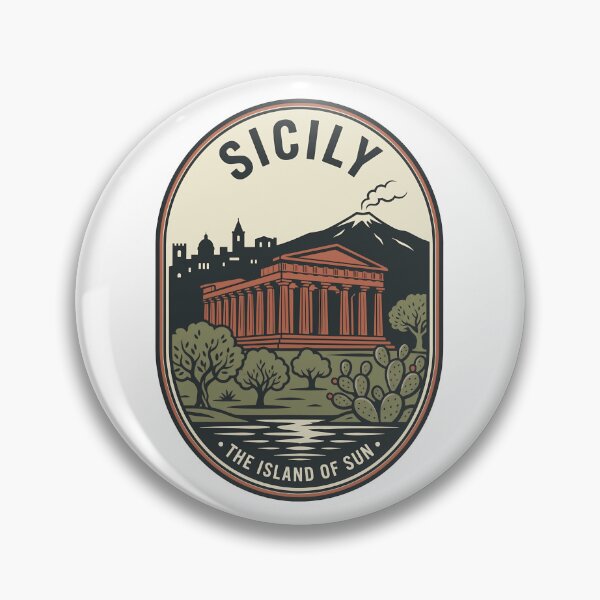 Item preview, Vintage Sicily Mount Etna Greek Temple Badge designed and sold by k3rstman1.
