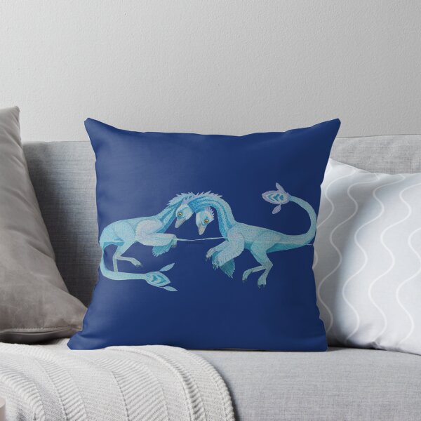 Item preview, Blue Halszkaraptor pair watercolor painting designed and sold by WolfRaven Creations.