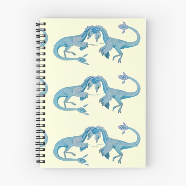 Item preview, Blue Halszkaraptor pair watercolor painting designed and sold by WolfRaven Creations.