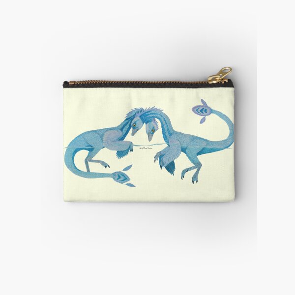 Item preview, Blue Halszkaraptor pair watercolor painting designed and sold by WolfRaven Creations.