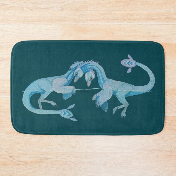 Item preview, Blue Halszkaraptor pair watercolor painting designed and sold by WolfRaven Creations.