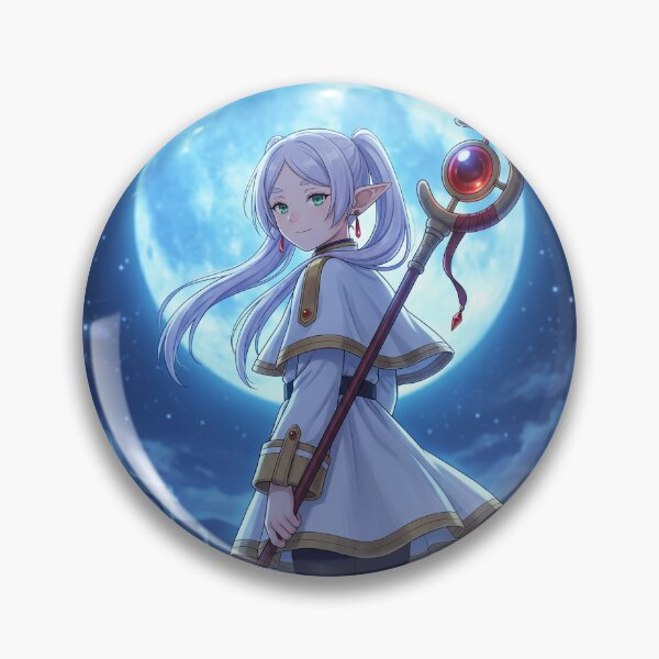 Item preview, White-Haired Elven Mage // Anime Illustration - Moonlit Blue Flower Fantasy Art designed and sold by Astraphyllia.