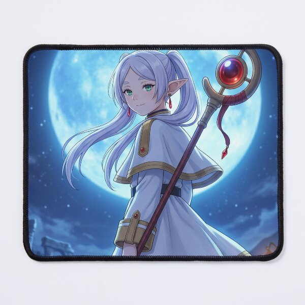 Item preview, White-Haired Elven Mage // Anime Illustration - Moonlit Blue Flower Fantasy Art designed and sold by Astraphyllia.