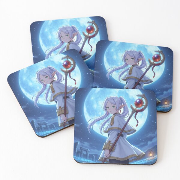 Item preview, White-Haired Elven Mage // Anime Illustration - Moonlit Blue Flower Fantasy Art designed and sold by Astraphyllia.