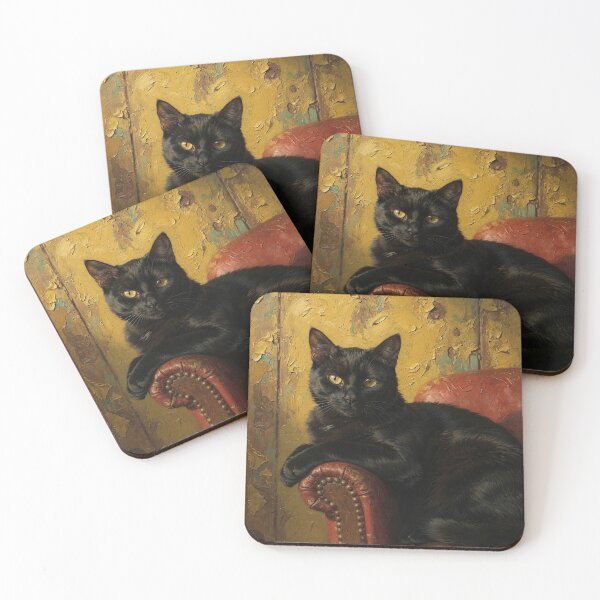 Item preview, Black Cat Painterly Impasto Hyperrealism  designed and sold by Davidaccio Collection .