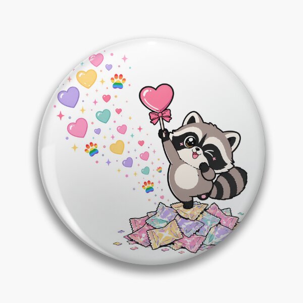 Item preview, Kawaii Pastel Raccoon Heart Rainbow Candy designed and sold by chattsuede.
