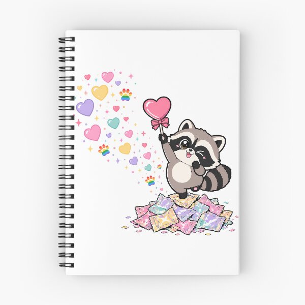 Item preview, Kawaii Pastel Raccoon Heart Rainbow Candy designed and sold by chattsuede.