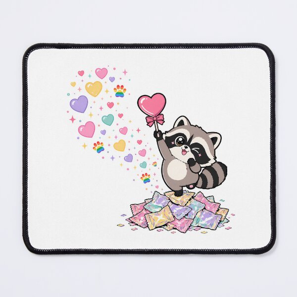 Item preview, Kawaii Pastel Raccoon Heart Rainbow Candy designed and sold by chattsuede.