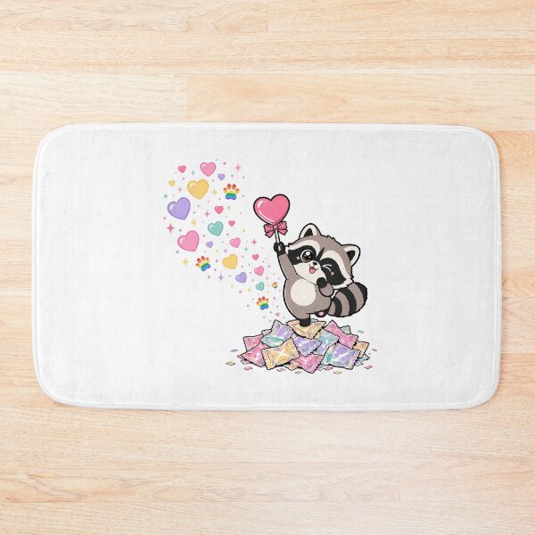 Item preview, Kawaii Pastel Raccoon Heart Rainbow Candy designed and sold by chattsuede.