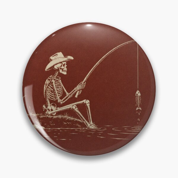 Item preview, Fishing Skeleton Cowboy Catching Fish Bone designed and sold by bosamji.