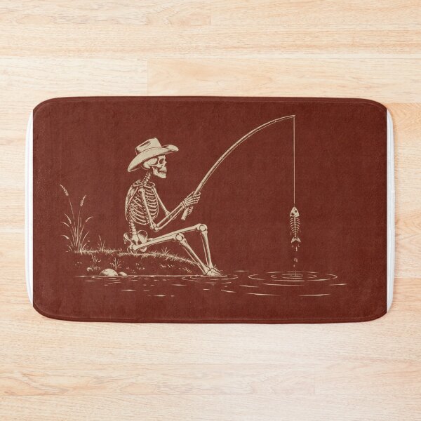 Item preview, Fishing Skeleton Cowboy Catching Fish Bone designed and sold by bosamji.