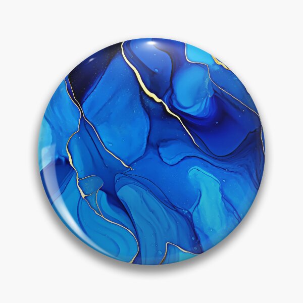 Item preview, Blue And Aqua Marbled Abstract With Golden Accents designed and sold by DEC02.