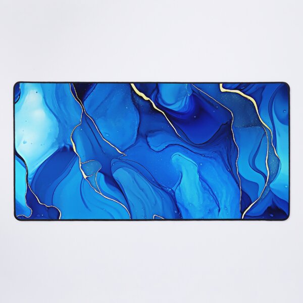 Item preview, Blue And Aqua Marbled Abstract With Golden Accents designed and sold by DEC02.