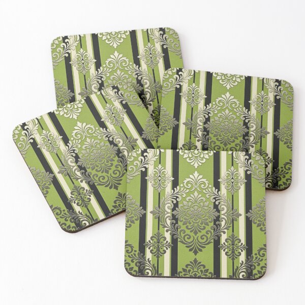 Item preview, Green Apple & Black Striped Damask designed and sold by DesignsByPrnces.