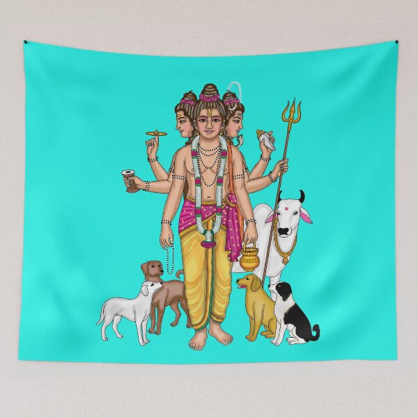 Item preview, Lord Dattatreya Artwork | Sacred Hindu Divine Digital Illustration designed and sold by Harshit_Digital_Arts.
