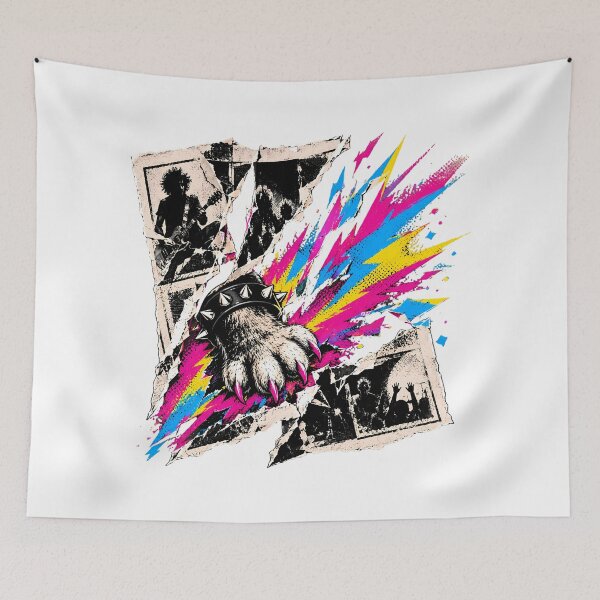 Item preview, Punk Rock Spiked Wristband Paw Rebellious Grunge Collage designed and sold by chattsuede.