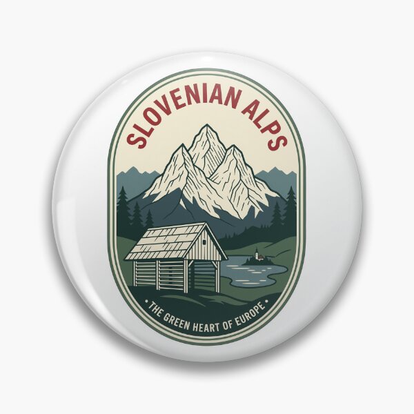 Item preview, Vintage Slovenian Alps Lake Bled Mountain Badge designed and sold by k3rstman1.