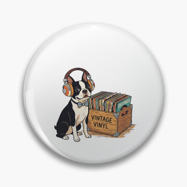 Item preview, Boston Terrier Vinyl Record Collector Indie Music Headphones designed and sold by PictoVibe.