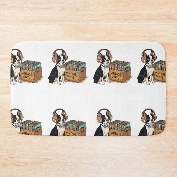 Item preview, Boston Terrier Vinyl Record Collector Indie Music Headphones designed and sold by PictoVibe.