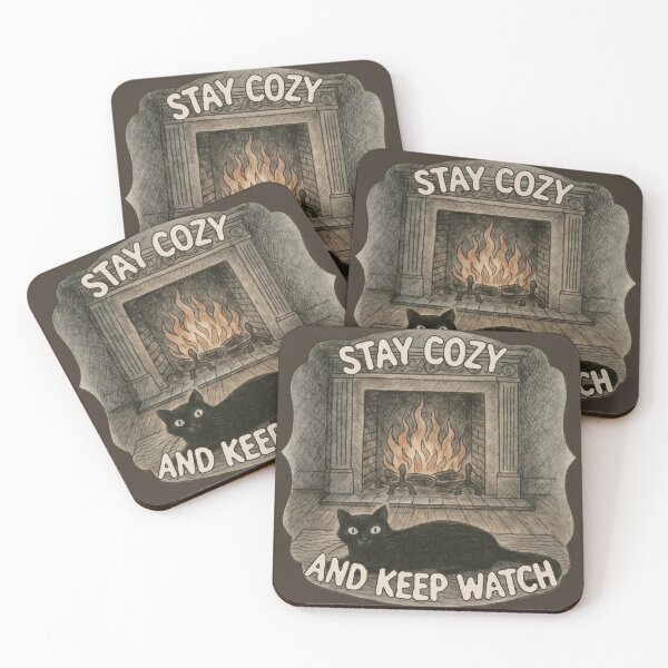 Item preview, Stay Cozy Keep Watch Black Cat Fireplace designed and sold by CAutumnTrapp.
