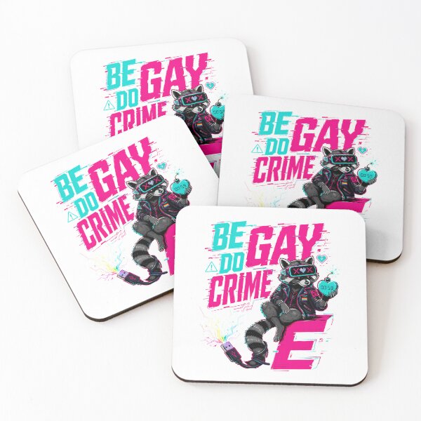Item preview, Be Gay Do Crime Raccoon Cyberpunk Glitch Neon Pride designed and sold by chattsuede.