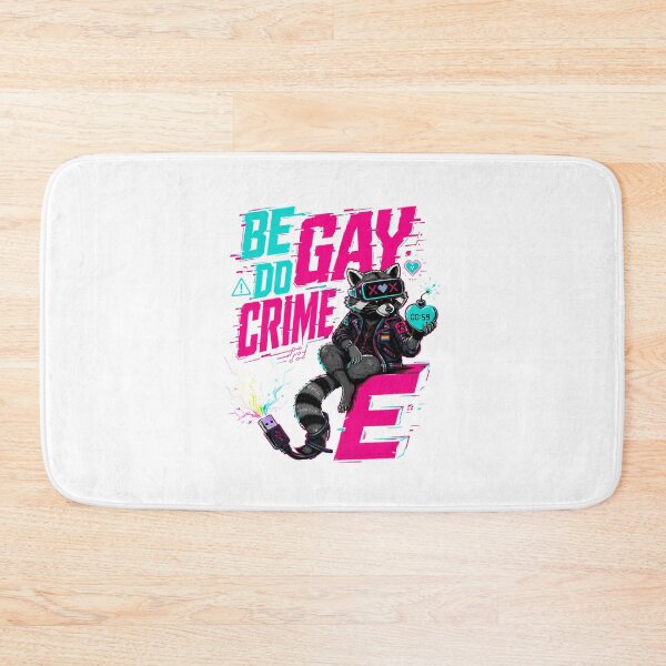 Item preview, Be Gay Do Crime Raccoon Cyberpunk Glitch Neon Pride designed and sold by chattsuede.