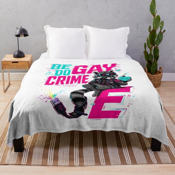 Item preview, Be Gay Do Crime Raccoon Cyberpunk Glitch Neon Pride designed and sold by chattsuede.