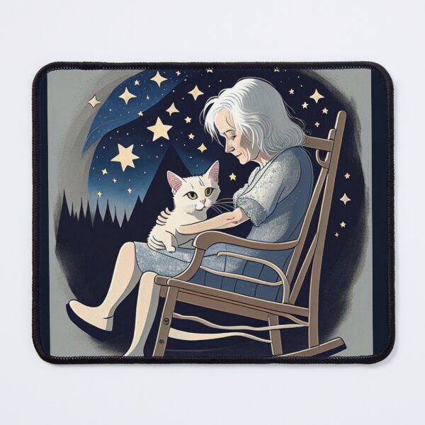 Item preview, Cozy Night Stargazing Grandmother and Cat Illustration designed and sold by UmSkelig834.