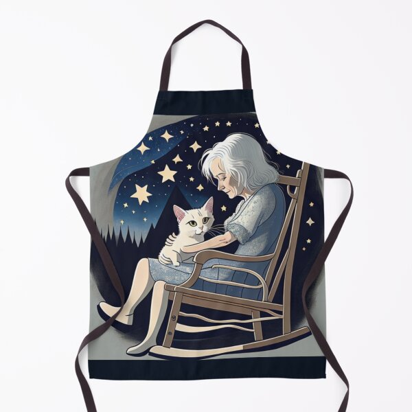 Item preview, Cozy Night Stargazing Grandmother and Cat Illustration designed and sold by UmSkelig834.