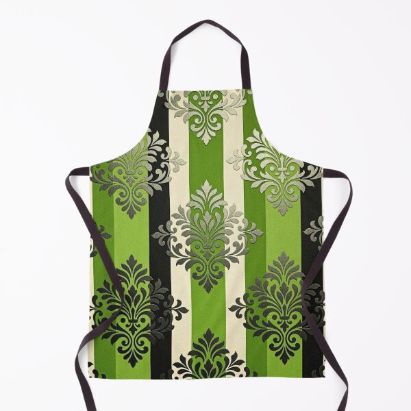 Item preview, Green Apple, Cream & Black Striped Damask designed and sold by DesignsByPrnces.