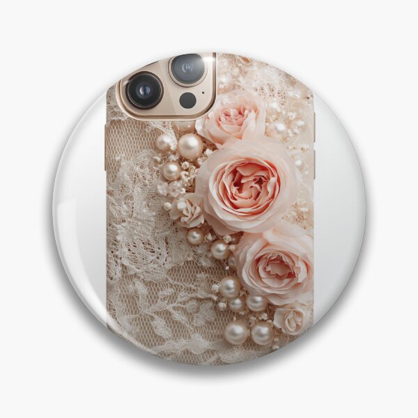Item preview, Coral Rosebud Elegance – Pearl & Lace Floral iPhone Case designed and sold by CraftedPattern.