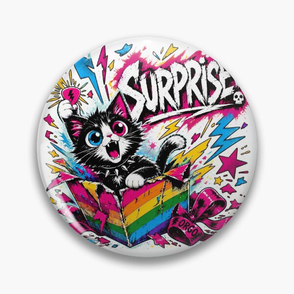 Item preview, Kawaii Punk Surprise Kitten Edgy Rainbow Birthday Box designed and sold by chattsuede.