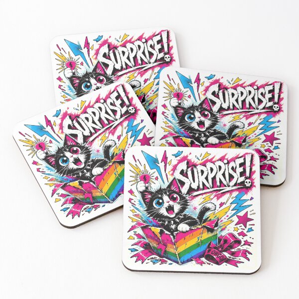 Item preview, Kawaii Punk Surprise Kitten Edgy Rainbow Birthday Box designed and sold by chattsuede.
