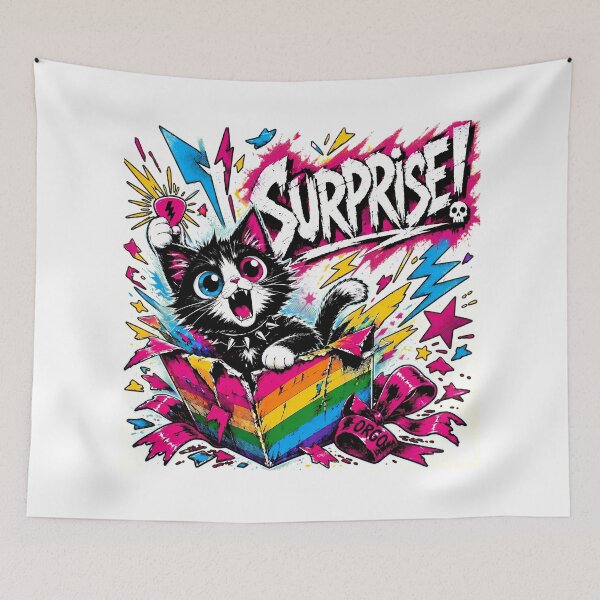 Item preview, Kawaii Punk Surprise Kitten Edgy Rainbow Birthday Box designed and sold by chattsuede.