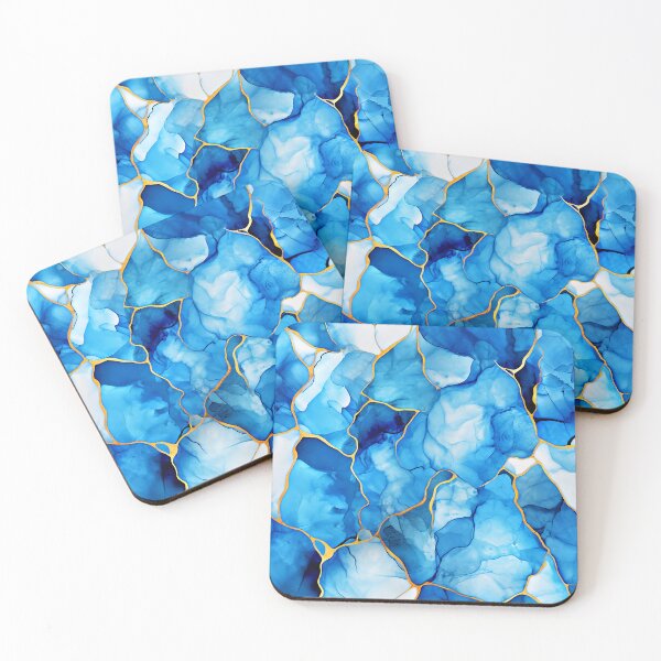 Item preview, Calming Blue Hues With Golden Accents Marbled Abstract  designed and sold by DEC02.