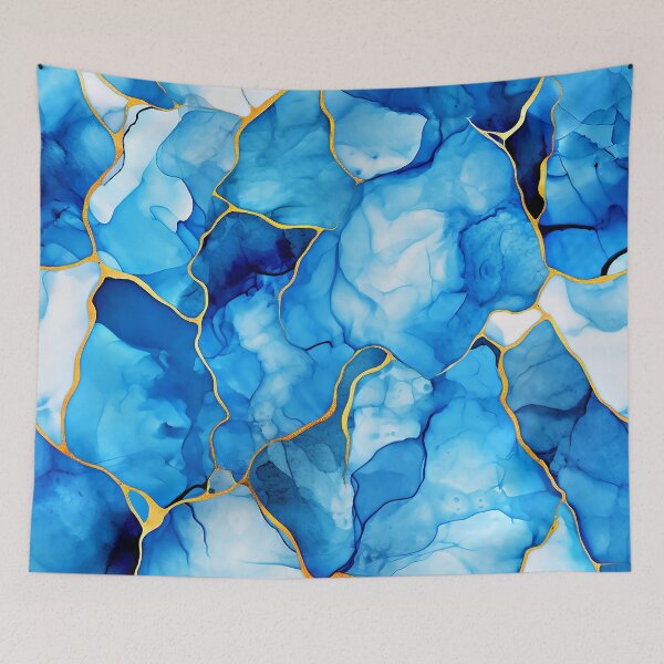 Item preview, Calming Blue Hues With Golden Accents Marbled Abstract  designed and sold by DEC02.