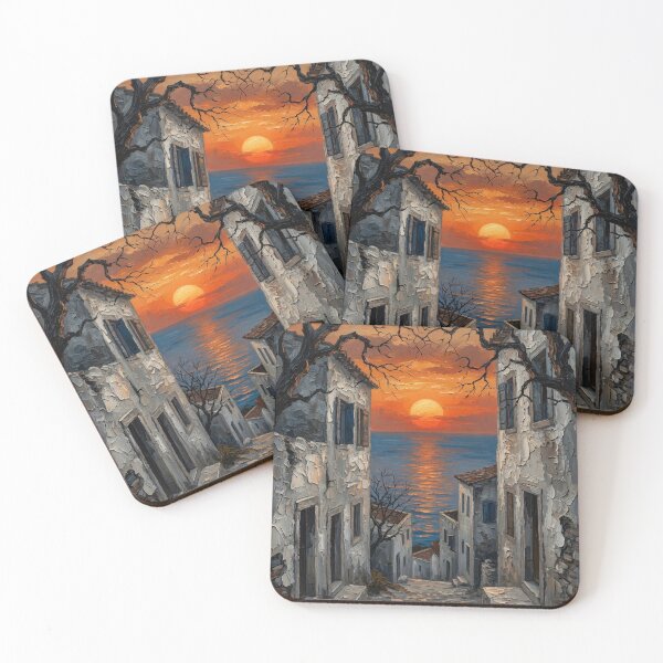 Item preview, Mediterranean Coastal Town Sunset Ocean View  designed and sold by Davidaccio Collection .
