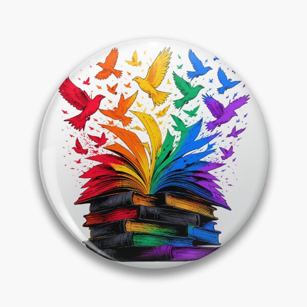 Item preview, Books Flying Into Rainbow Birds Vibrant Bookish Magic designed and sold by chattsuede.