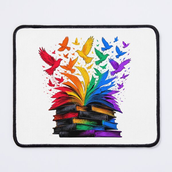 Item preview, Books Flying Into Rainbow Birds Vibrant Bookish Magic designed and sold by chattsuede.