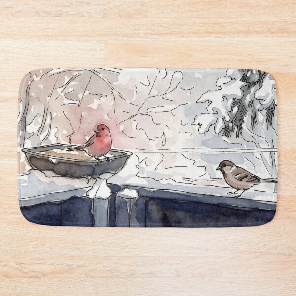 Item preview, Winter Birds on the Railing – Pen & Watercolor Art designed and sold by Debbie Schulte.