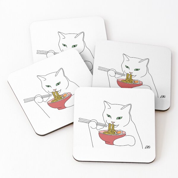 Item preview, Ramen Cat Eating Noodles Colour Art designed and sold by Evil B Creative.