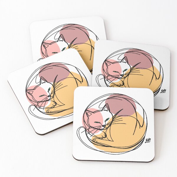 Item preview, Curled Sleeping Cat Line Art Print designed and sold by Evil B Creative.