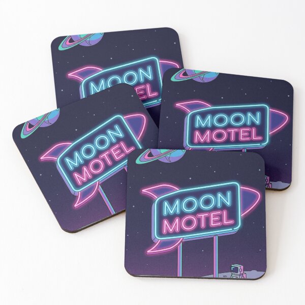 Item preview, Moon Motel Neon Sign Synthwave Space Astronaut Retro Futuristic Art designed and sold by TrendyTravel.