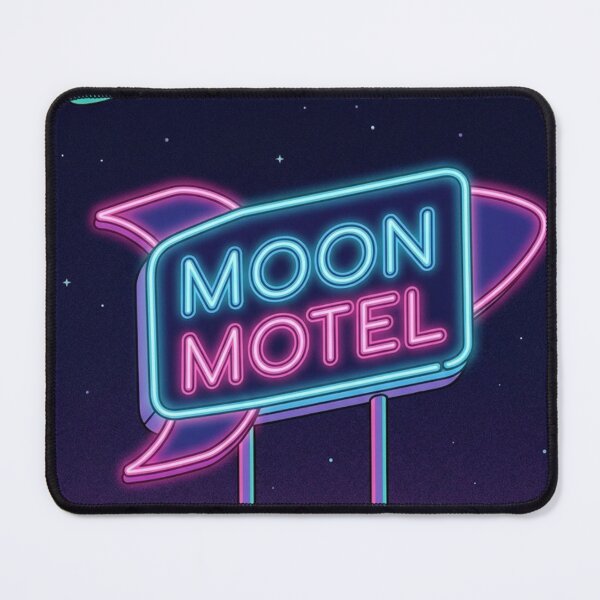 Item preview, Moon Motel Neon Sign Synthwave Space Astronaut Retro Futuristic Art designed and sold by TrendyTravel.