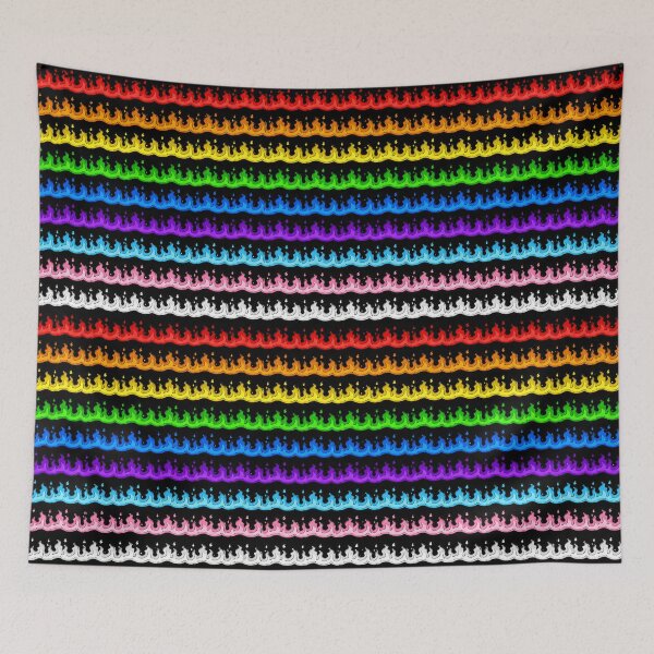 Item preview, Rainbow Pride Flag Flame Stripe Pattern on Black designed and sold by BeJolley.